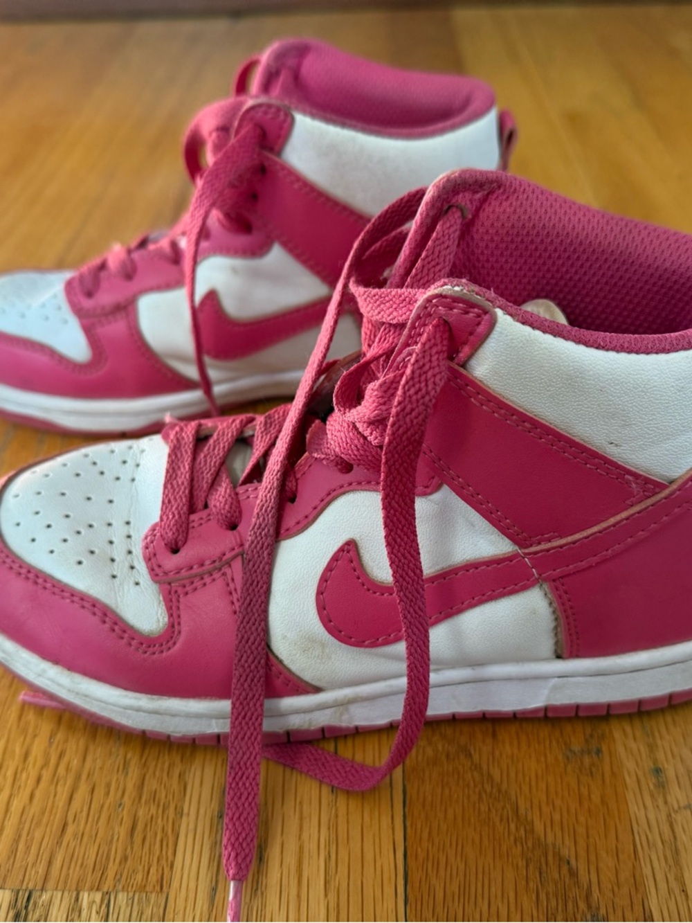 Nike Kids' Pink and White High-Top Sneakers